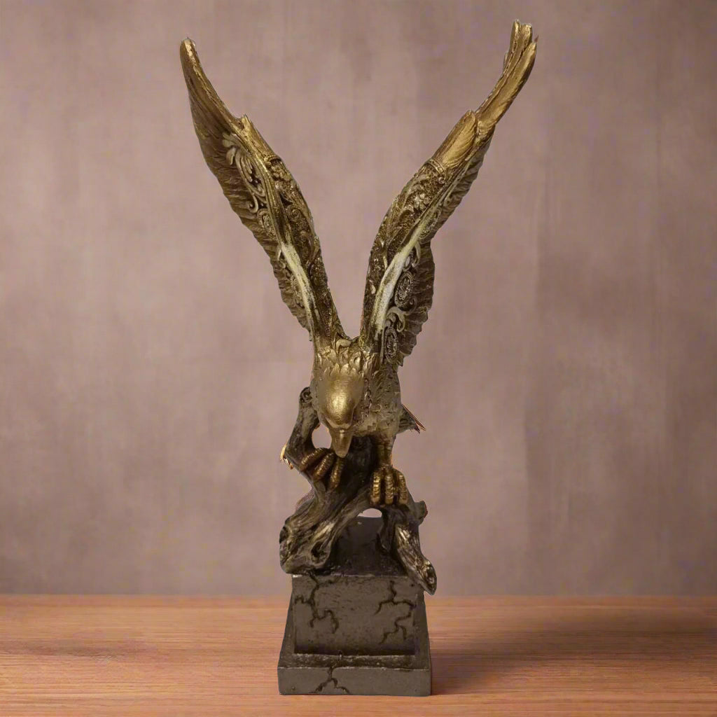 Soaring Majesty: Bronze-Toned Golden Eagle Sculpture