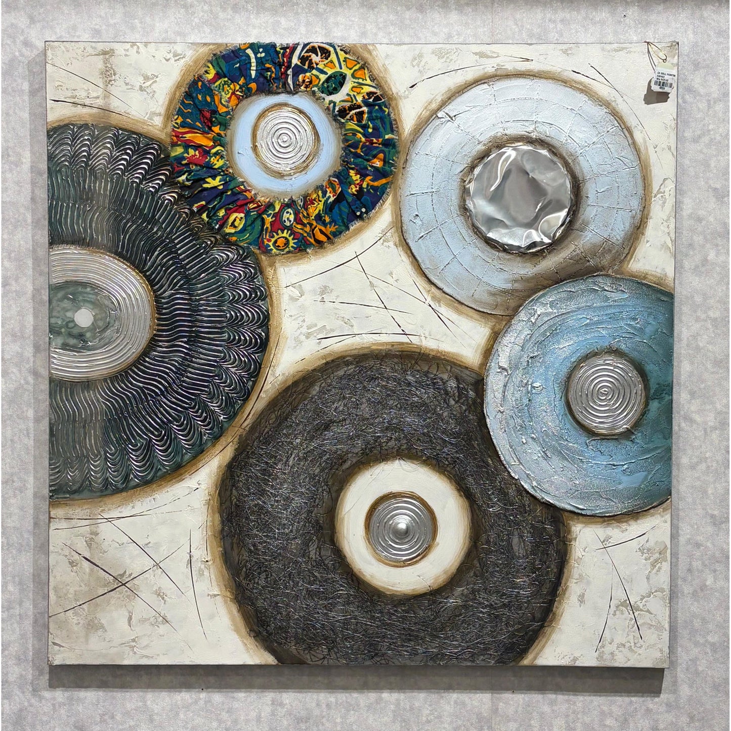 Eclectic Textured Circles Mixed Media Wall Art