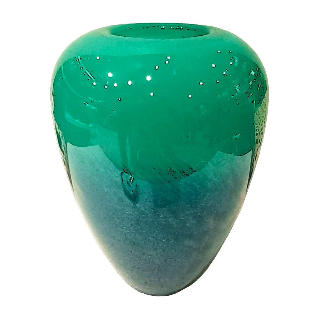 Aqua Ombre: Premium Sculptural Glass Vase with Dual-Tone Finish