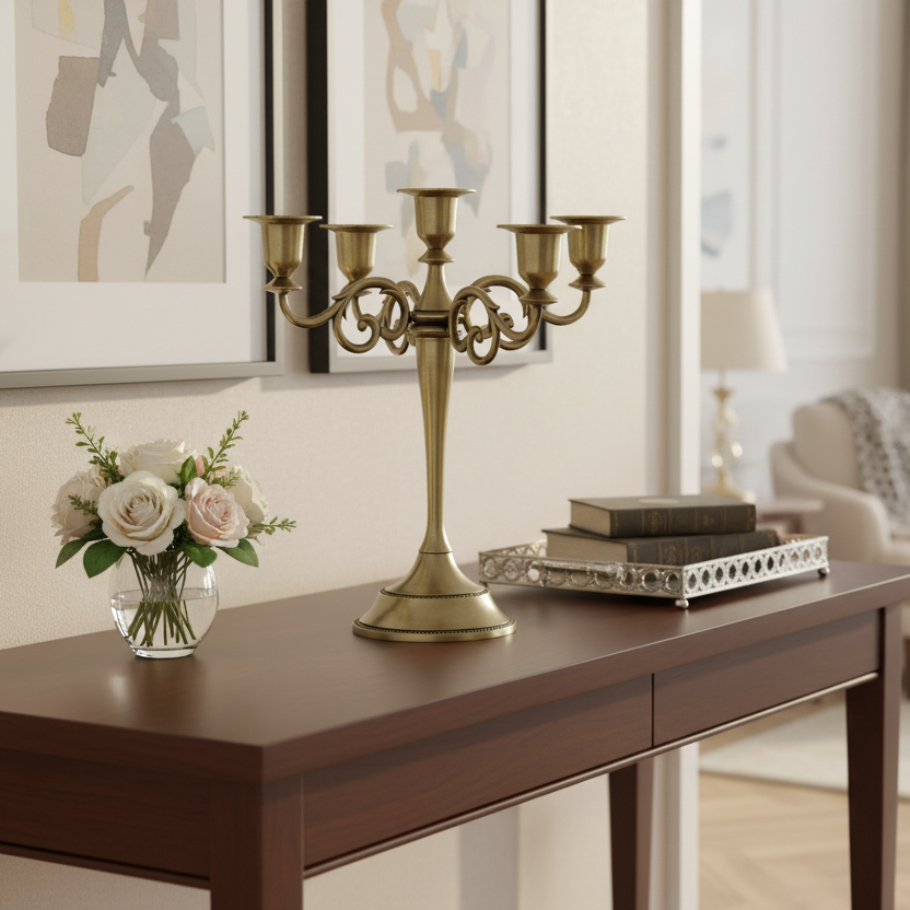 Bronze candle holder on a white background