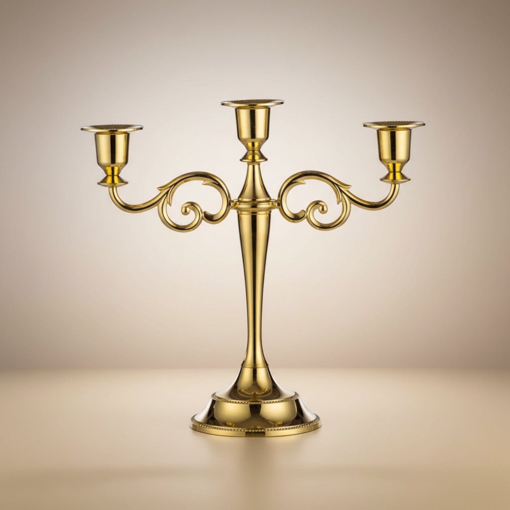Gold candle holder on a white background