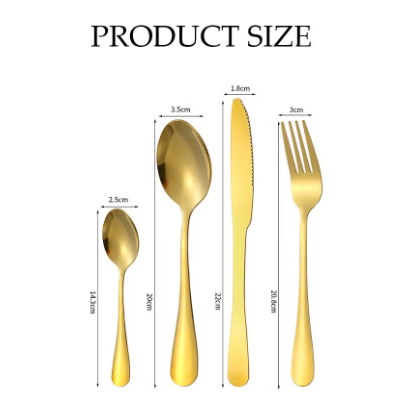 Golden Elegance: Premium Stainless Steel Cutlery (Set of 24)