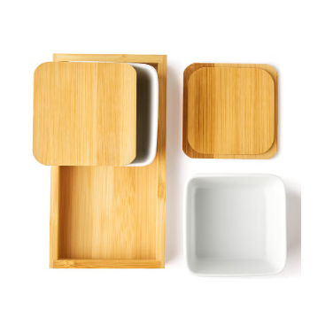 Modern Pantry: Dual Condiment Server with Bamboo Tray