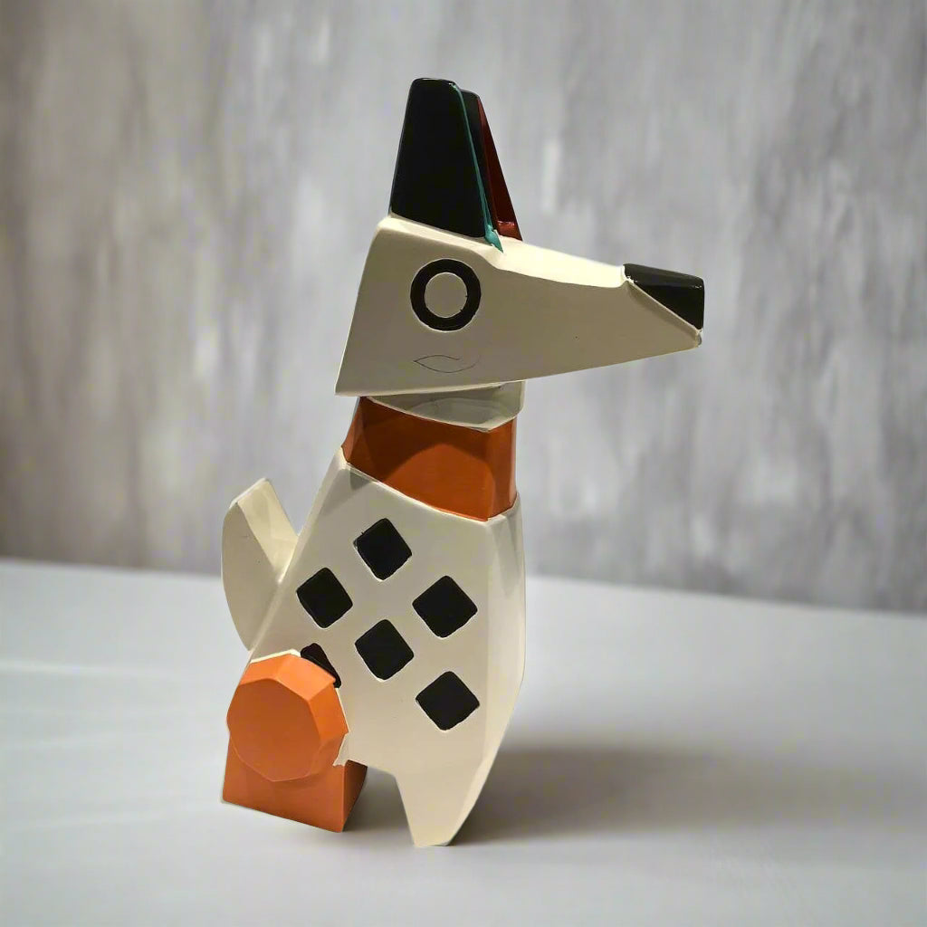 Mod Rover: Abstract Geometric Dog Sculpture cum coin bank with Diamond Pattern