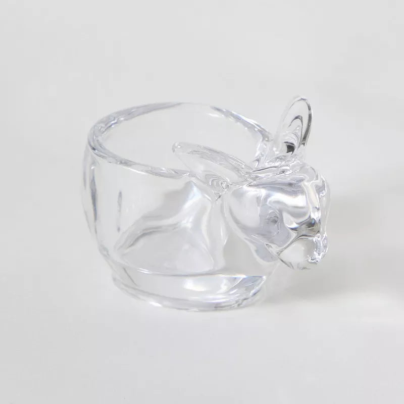 Playful Glow: Clear Glass Bunny Candle Holder