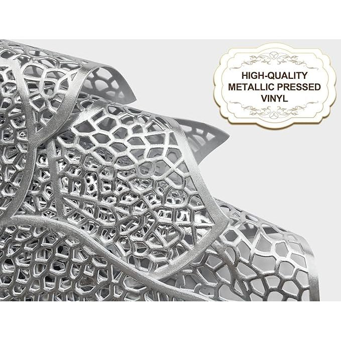 Elegant Silver PVC Floral Cutout Table Runner – Decorative Hollow Lace Design for Modern Dining
