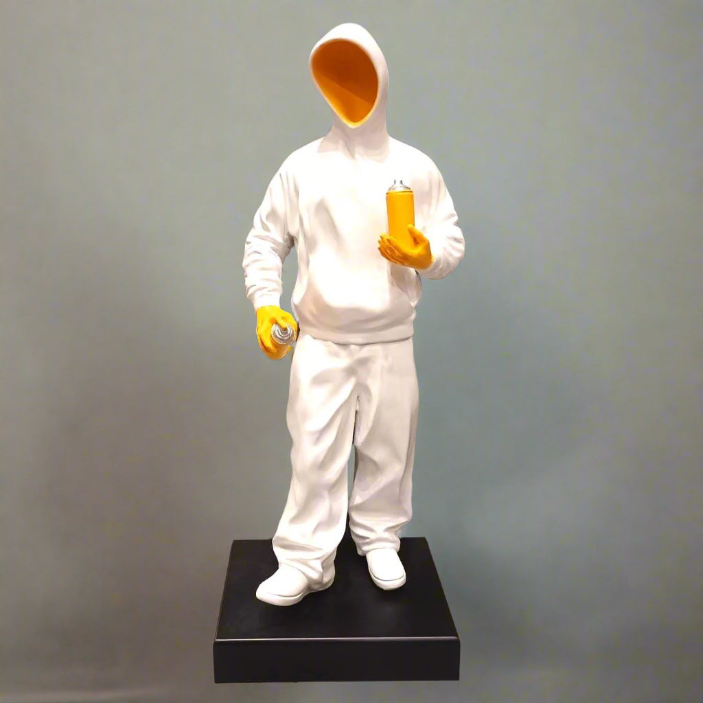 Urban Canvas: Stylized Hoodie Figure with Spray Cans