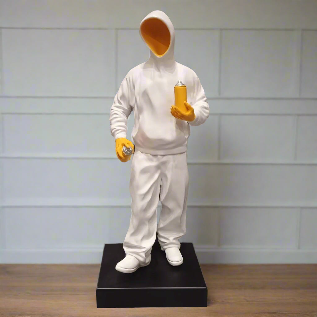 Urban Canvas: Stylized Hoodie Figure with Spray Cans