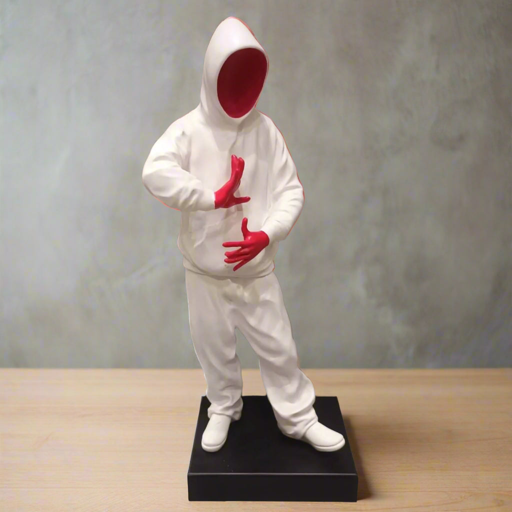 The Mover - Modern Abstract Figurine - Striking White & Red Art Sculpture