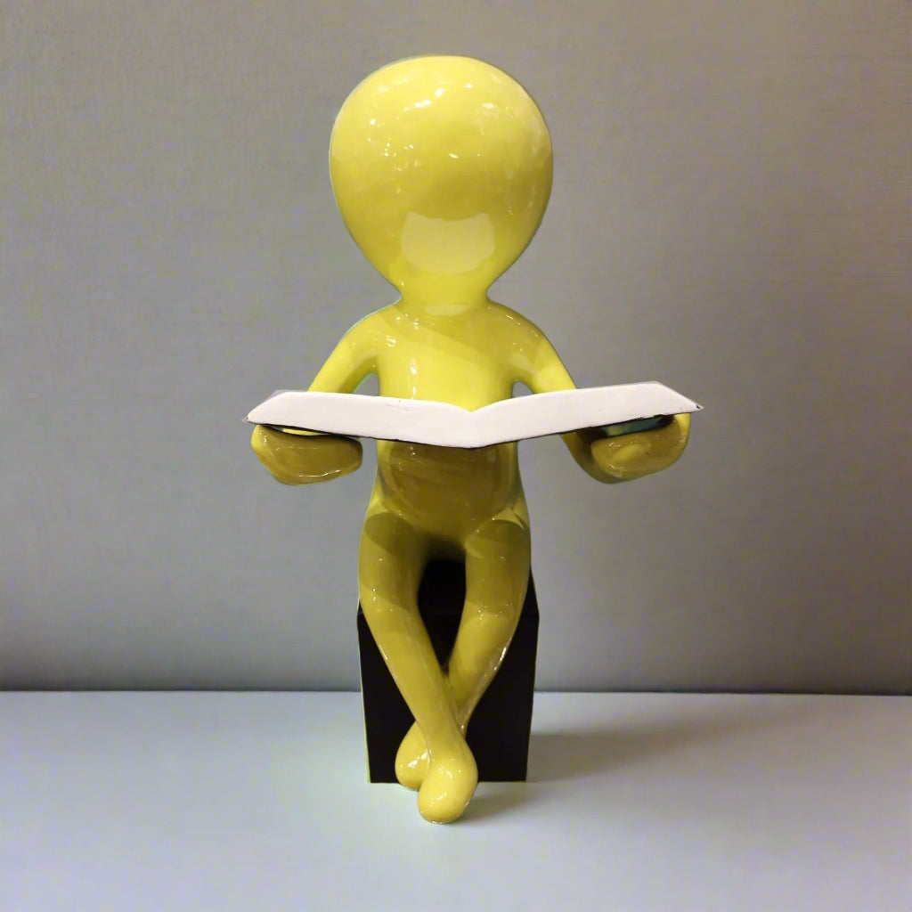 Golden Contemplation: Abstract Reading Figure Sculpture (Green)