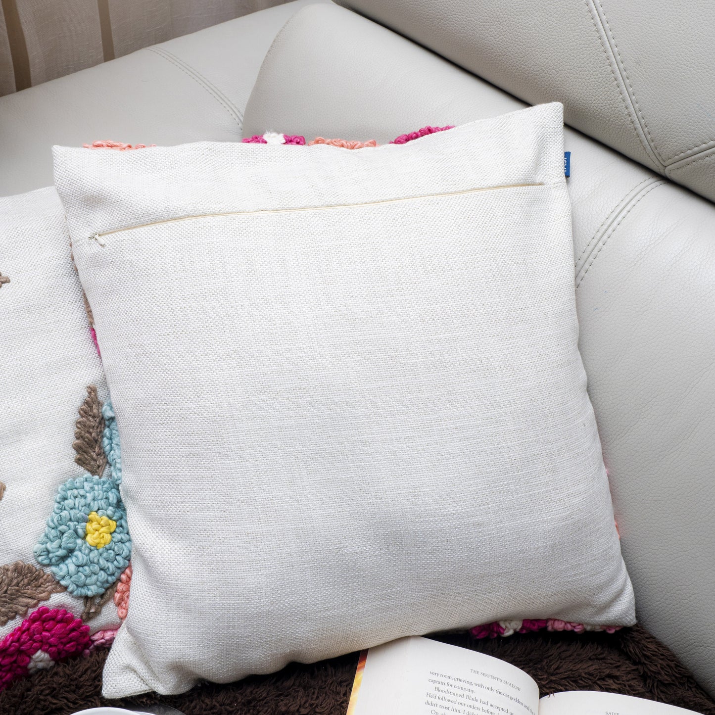 Floral Cluster Embroidered Cushion Cover