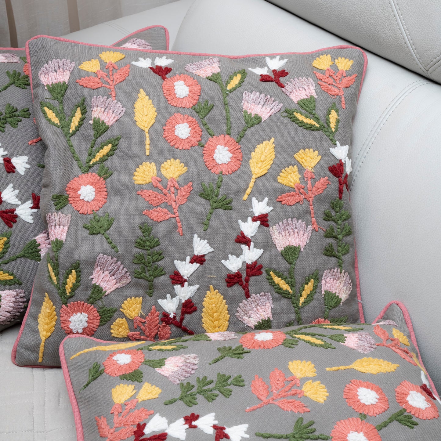 Blooming Meadow Embroidered Cushion Covers