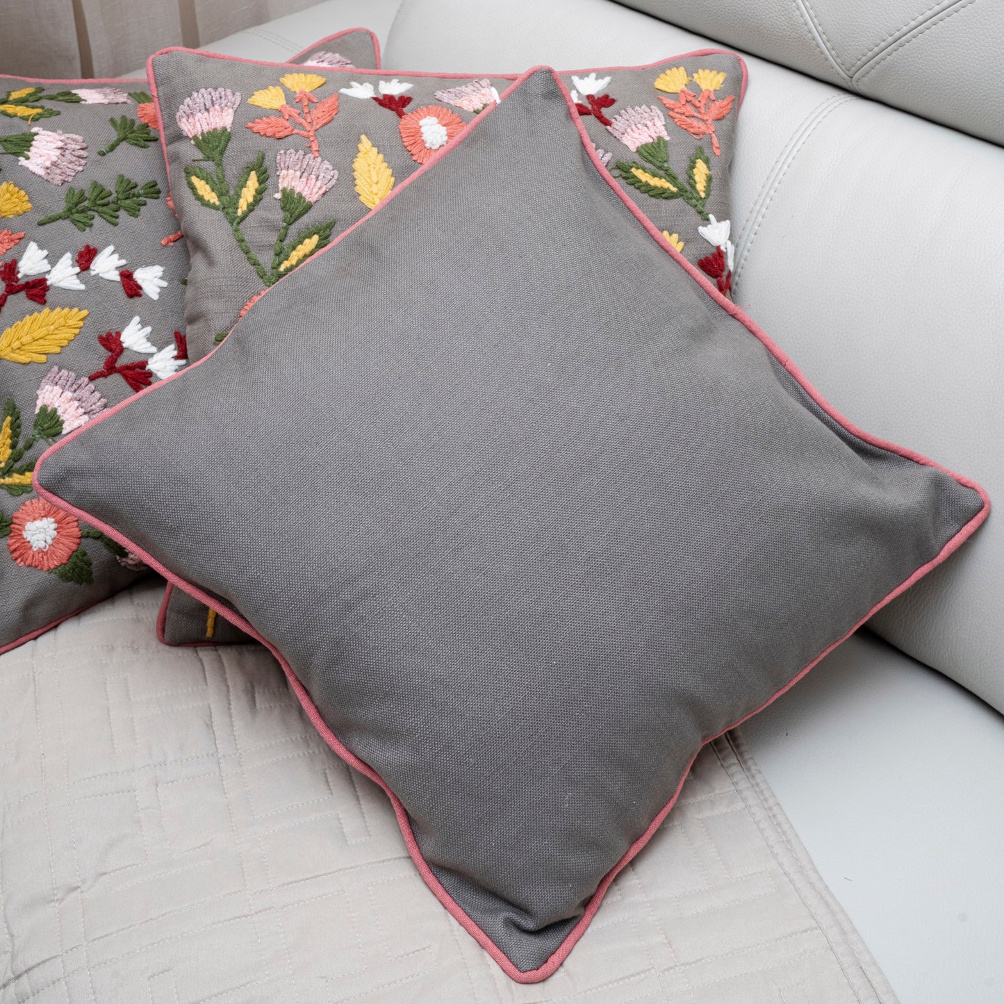 Blooming Meadow Embroidered Cushion Covers