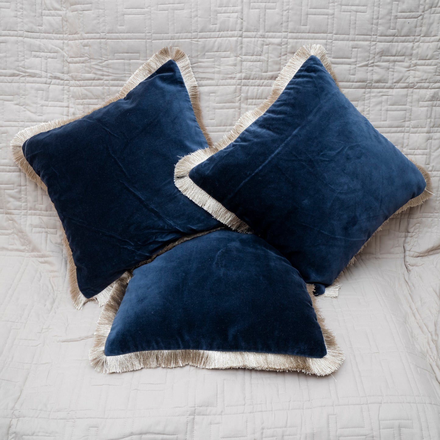 Midnight Velvet Fringe Cushion Cover