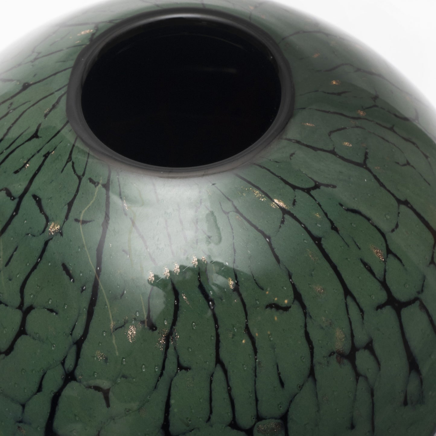 Verdant Allure: Globular Vase with Organic Crackle Finish