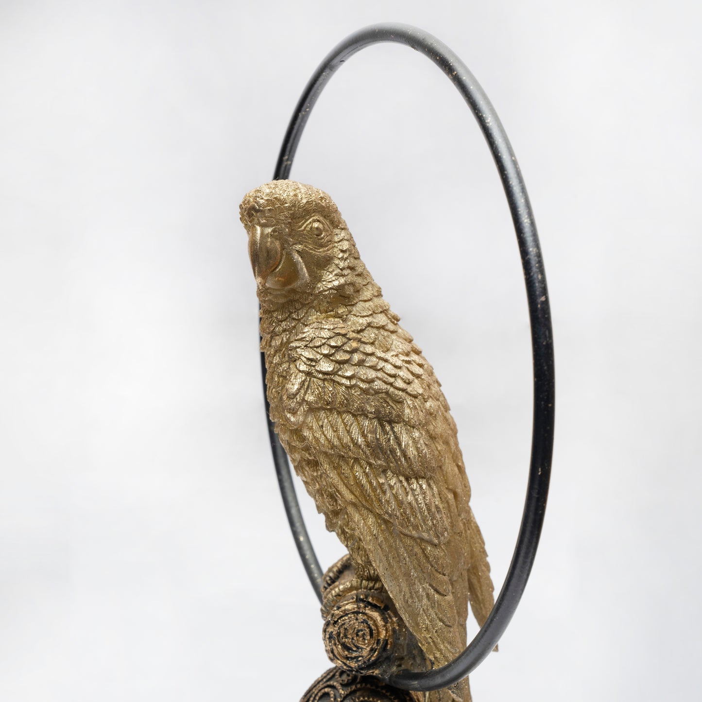 Gilded Harmony: Large Golden Bird & Sphere Sculpture
