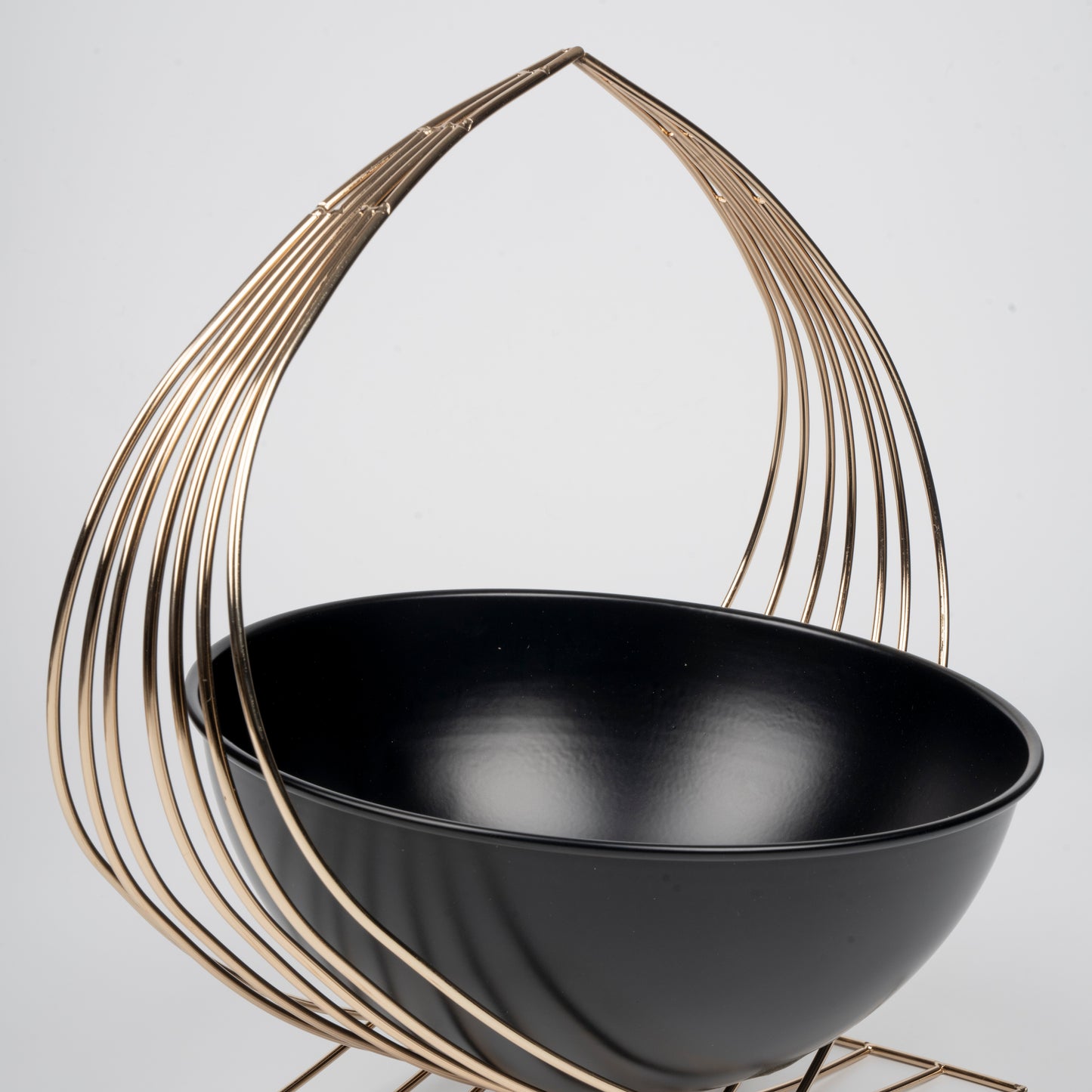 Modern Harmony: Black & Copper Wireframe Fruit Bowl