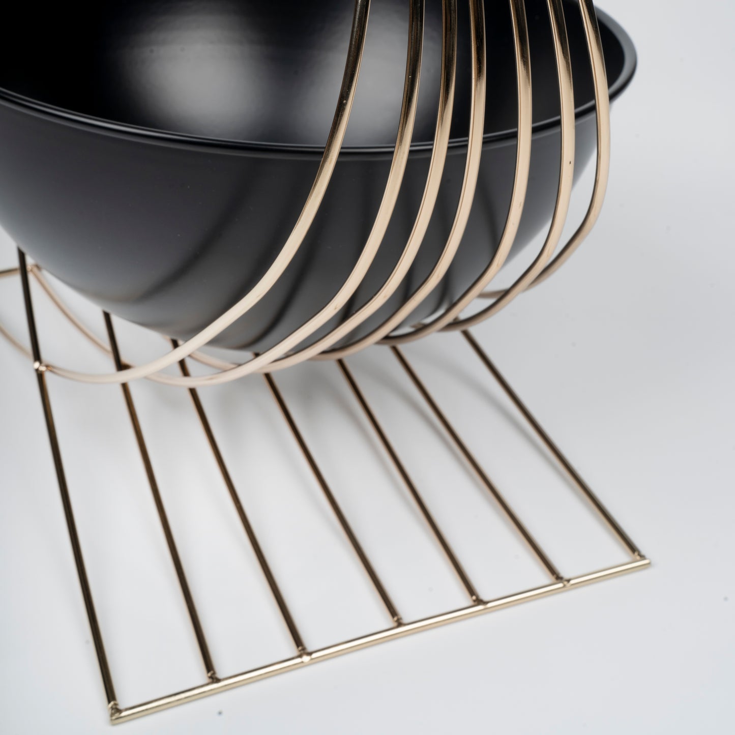 Modern Harmony: Black & Copper Wireframe Fruit Bowl