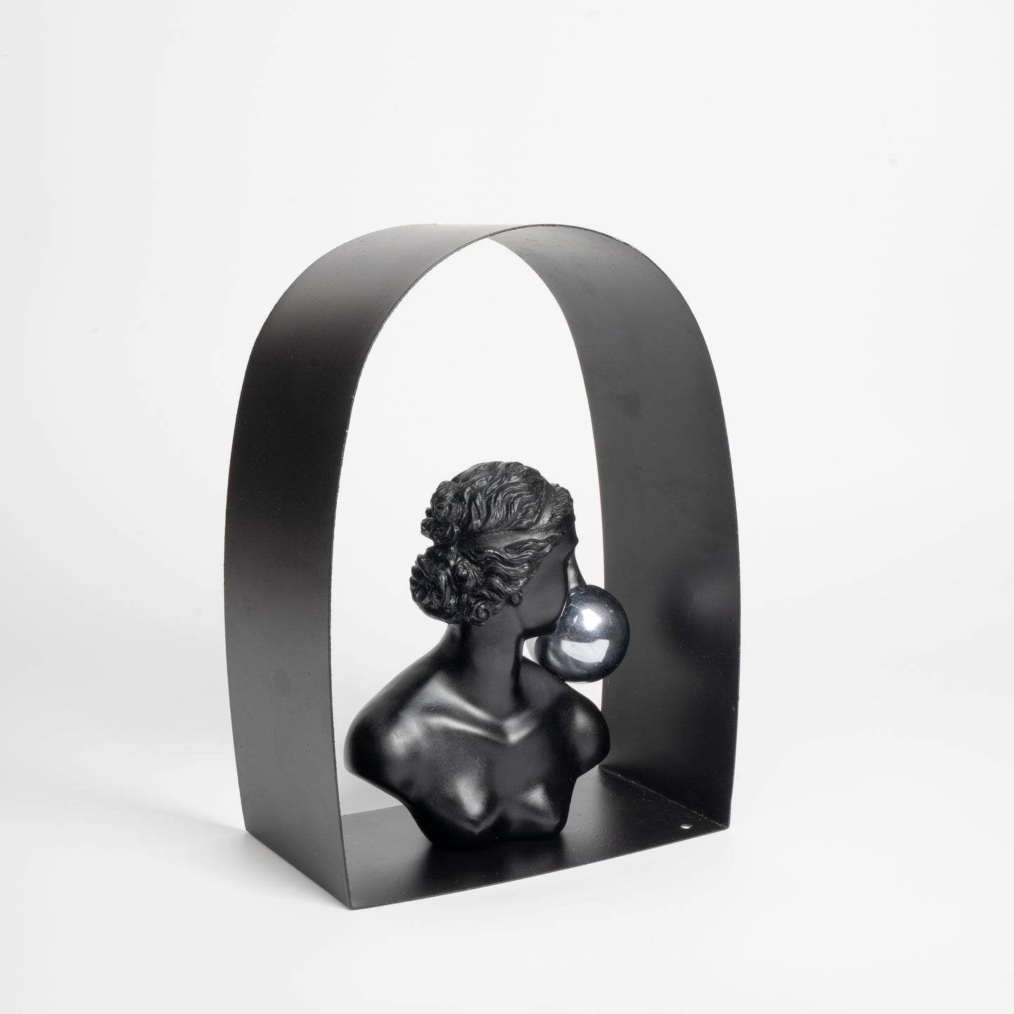 Abstract Bust with Floating Orb Statue