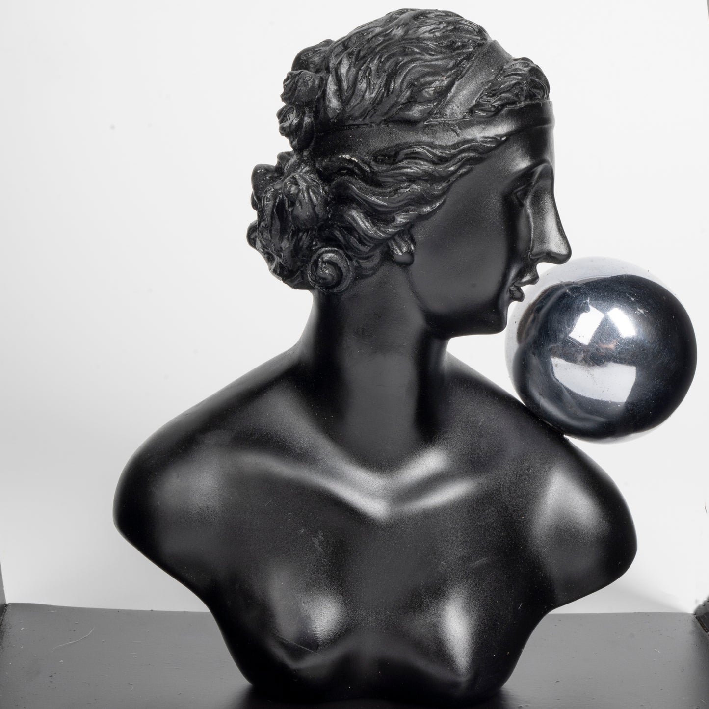 Abstract Bust with Floating Orb Statue