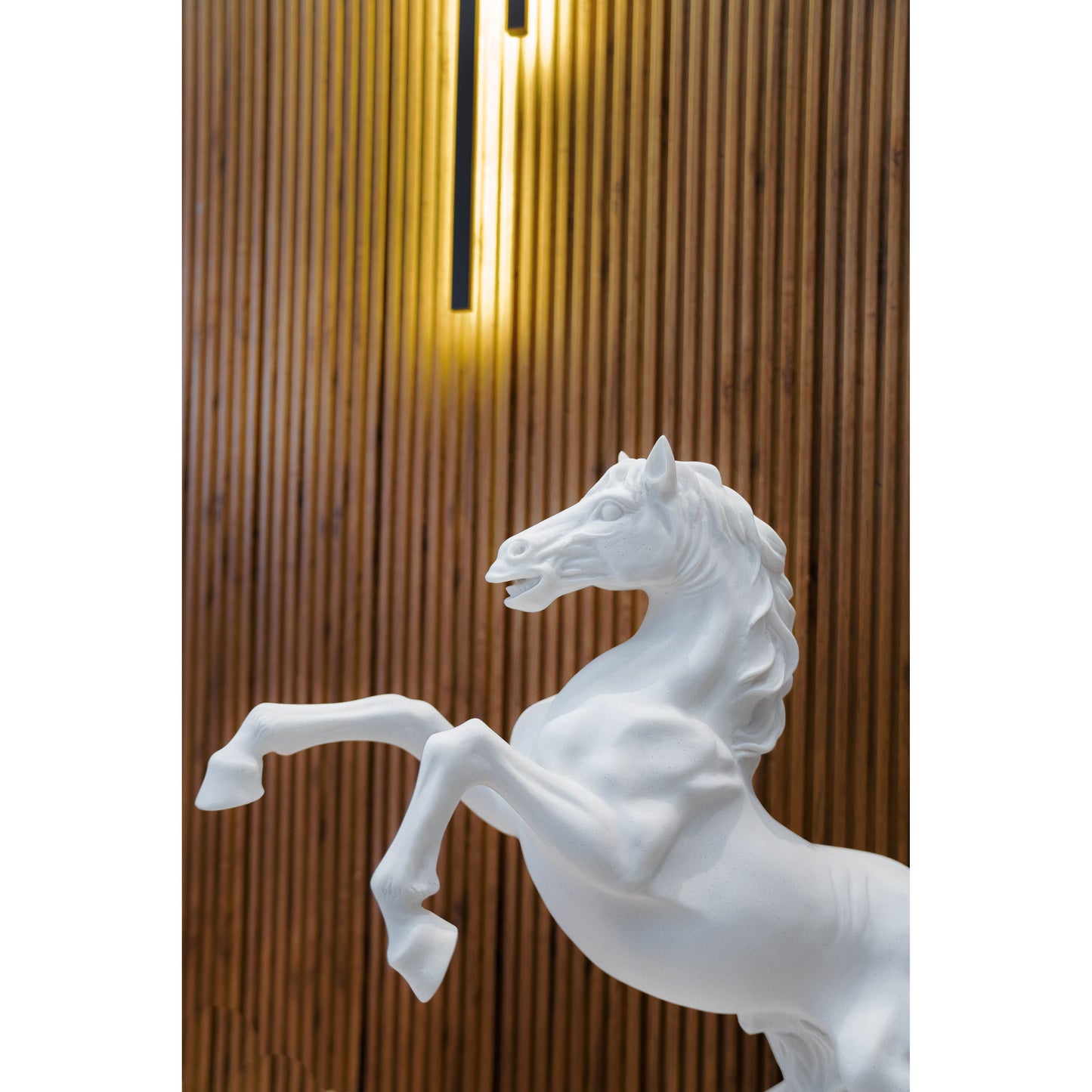 Majestic Ascent: Rearing White Horse Sculpture