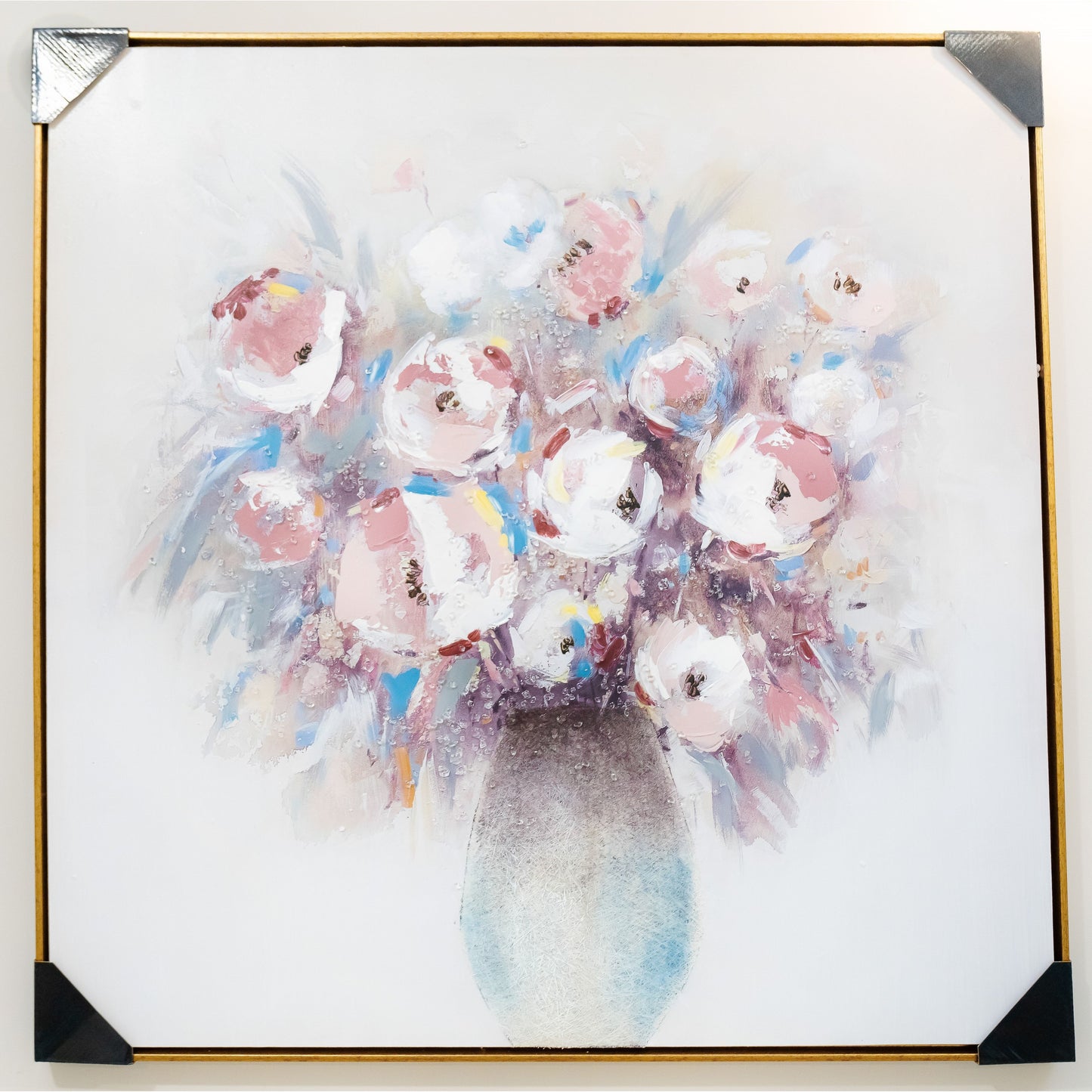 Ethereal Bloom: Soft Pastel Floral Art in Textured Vase