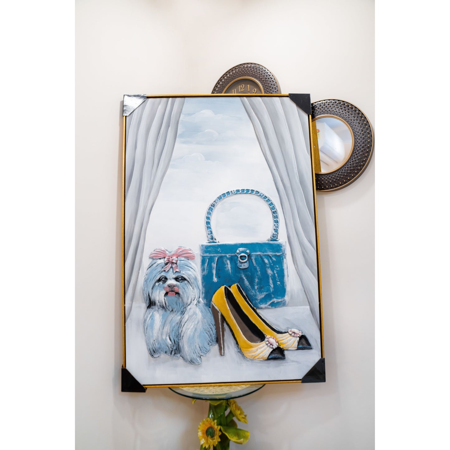 Little Luxuries: Whimsical Dog, Bag & Heels Art