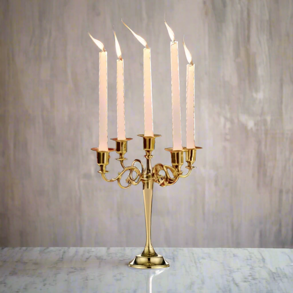 Timeless Radiance: Classic Golden Five-Arm Candelabra