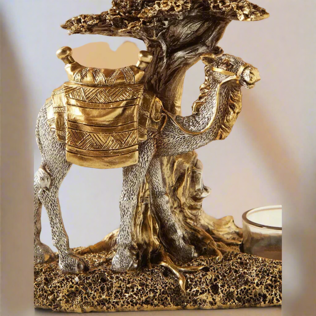 Exotic Desert Oasis Camel Oil Burner – Unique Aroma Diffuser with Tree & Hanging Basin