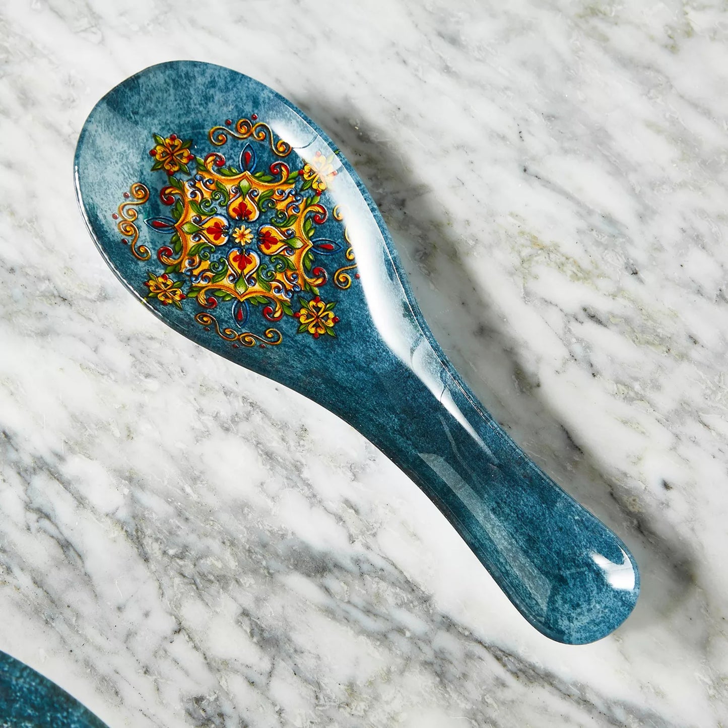 Mediterranean Medallion Glass Spoon Rest