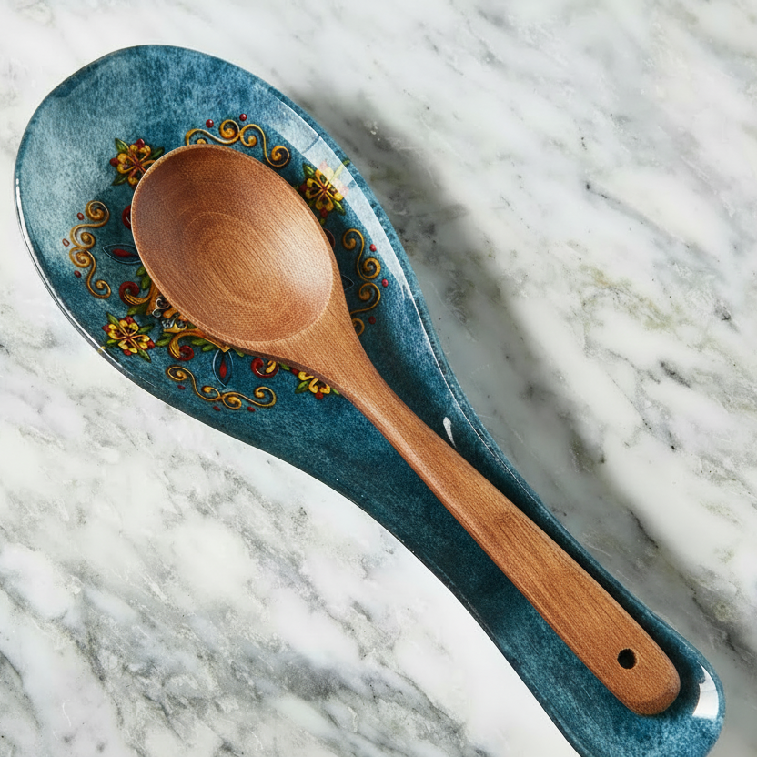 Mediterranean Medallion Glass Spoon Rest