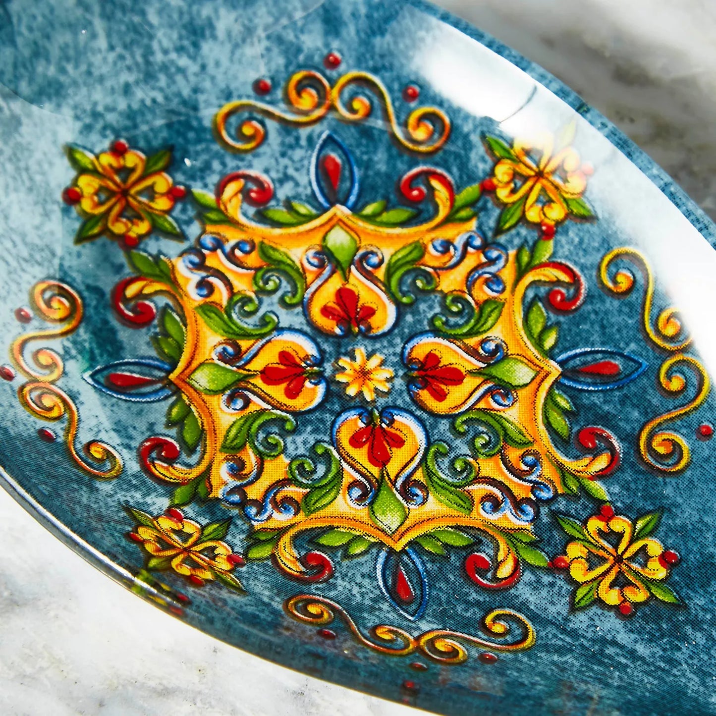 Mediterranean Medallion Glass Spoon Rest