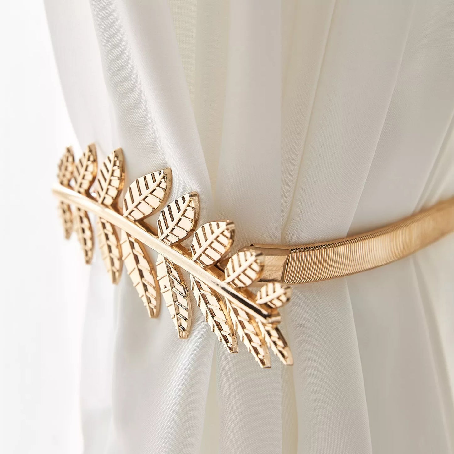 Elegant Gold Leaf Curtain Tie-Back with Hook