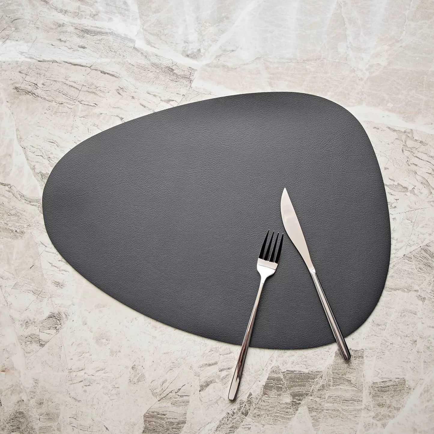 Modern Organic Shape Polyester Placemat in Dark Grey