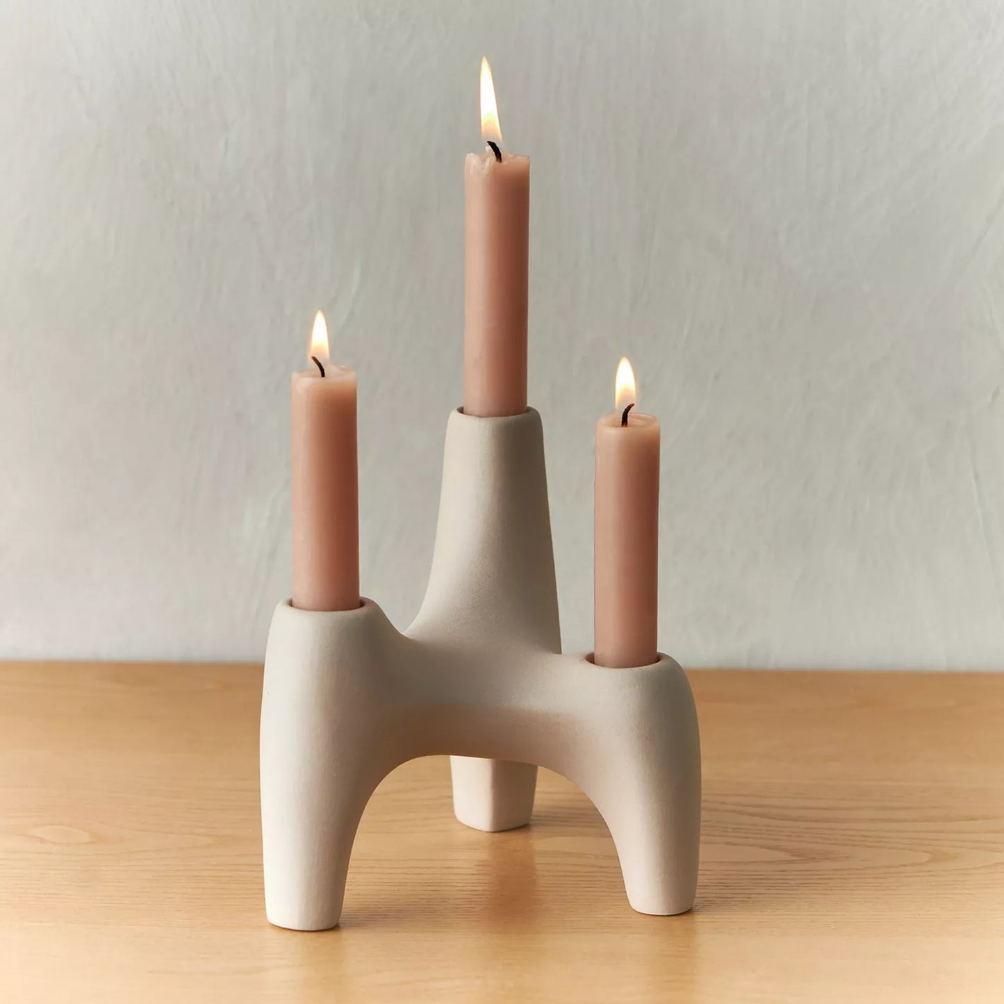 Modern Abstract Ceramic Triple Candle Holder