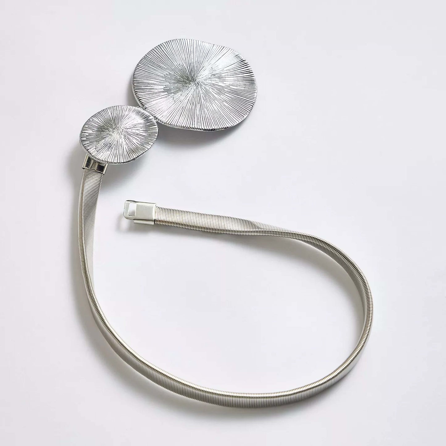 Modern Textured Disc Curtain Tie-Back in Silver (Set of 2)