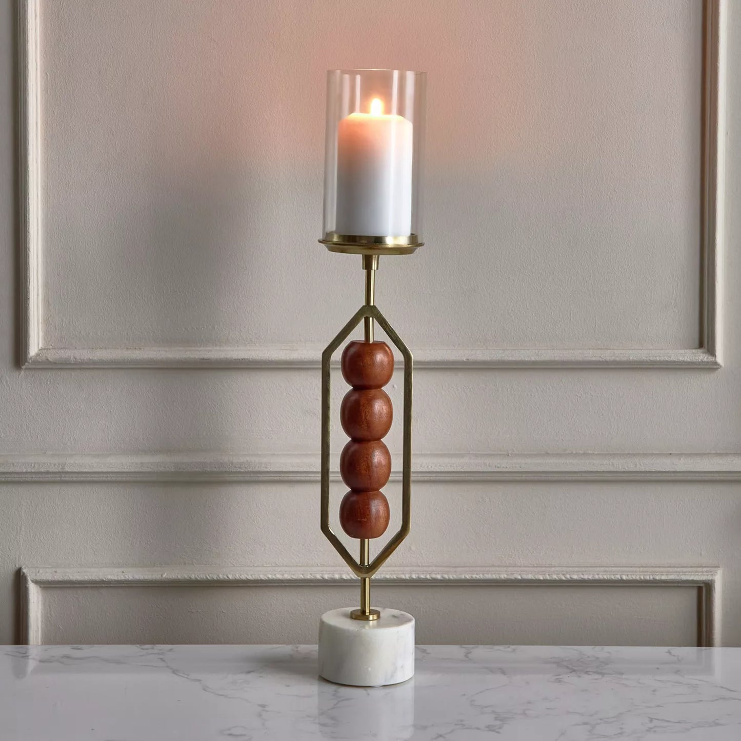 Mid-Century Modern Diamond Pillar Candle Holder