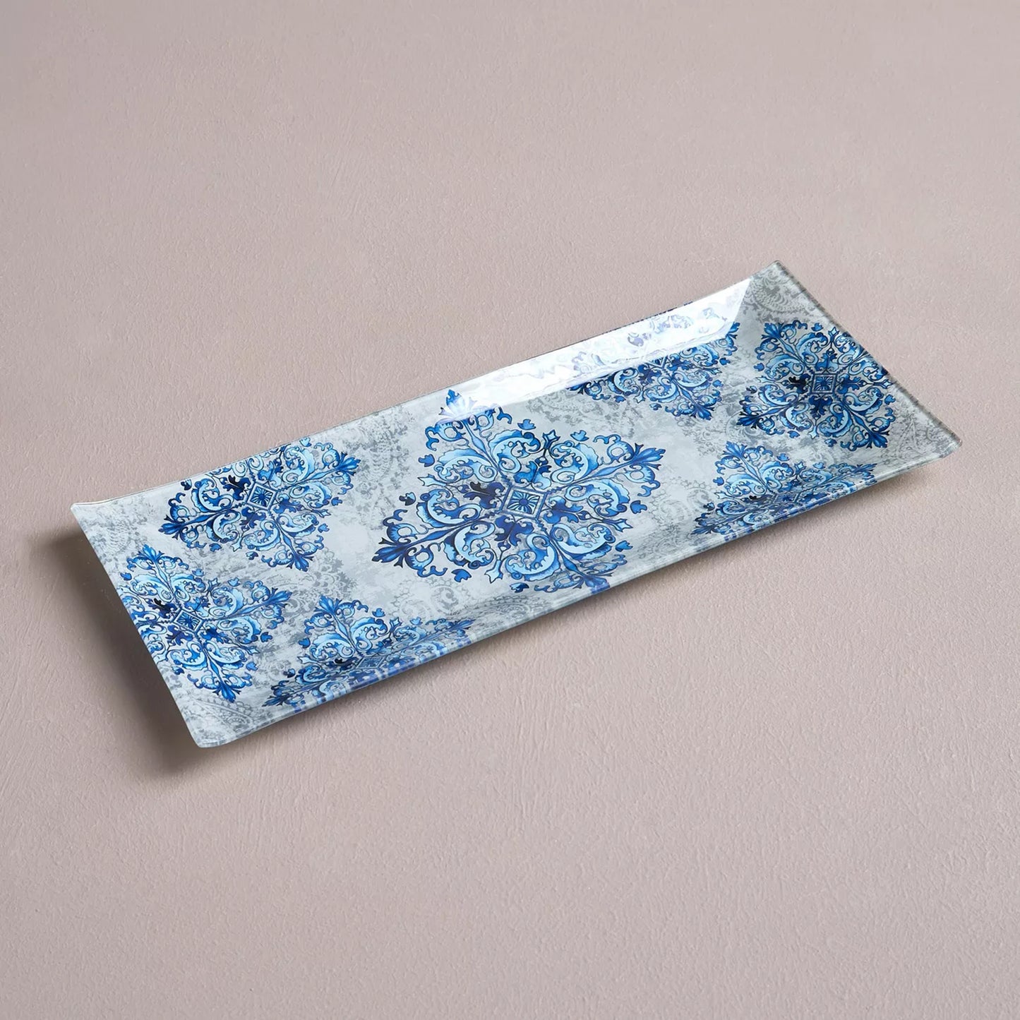 Blue Medallion Rectangular Tray