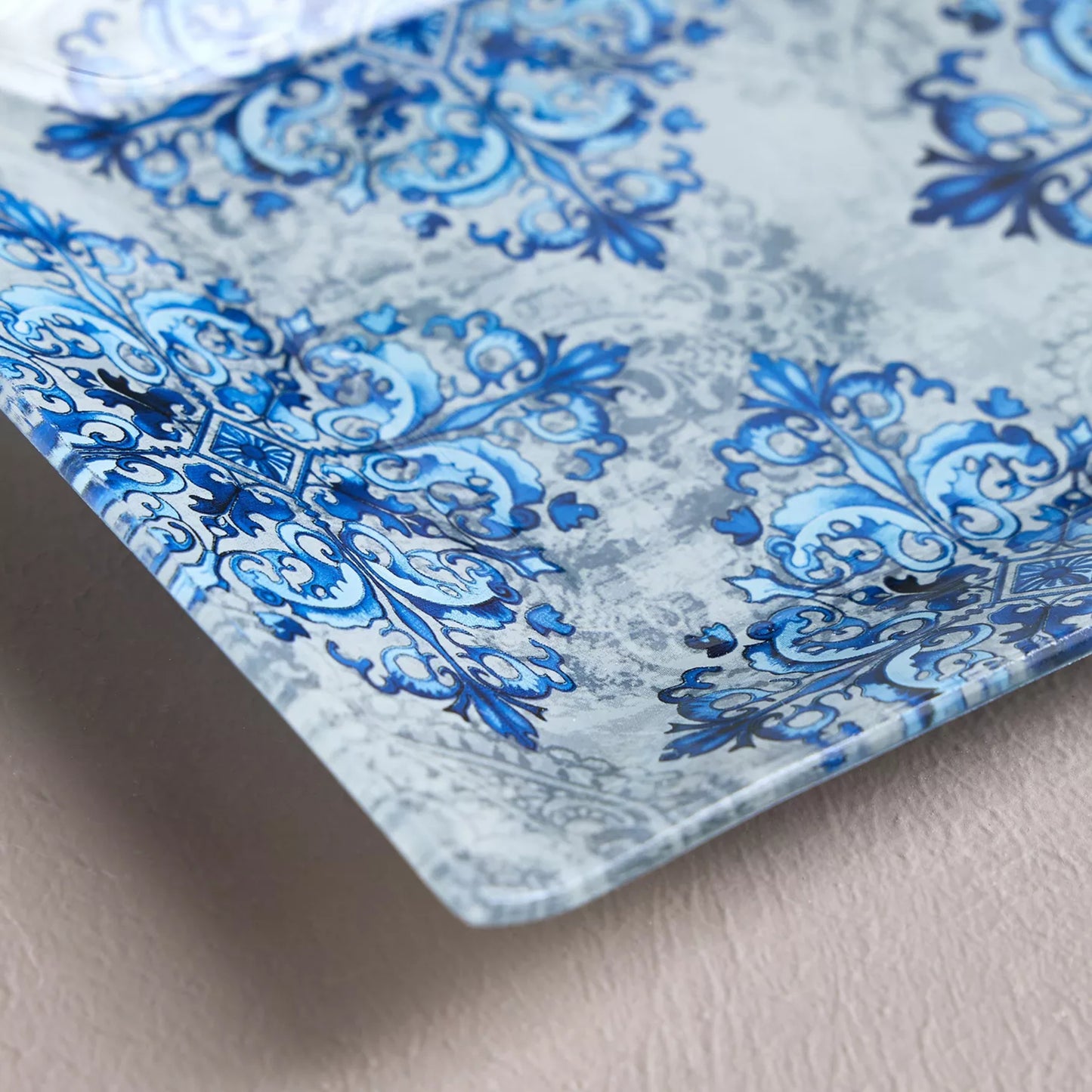 Blue Medallion Rectangular Tray