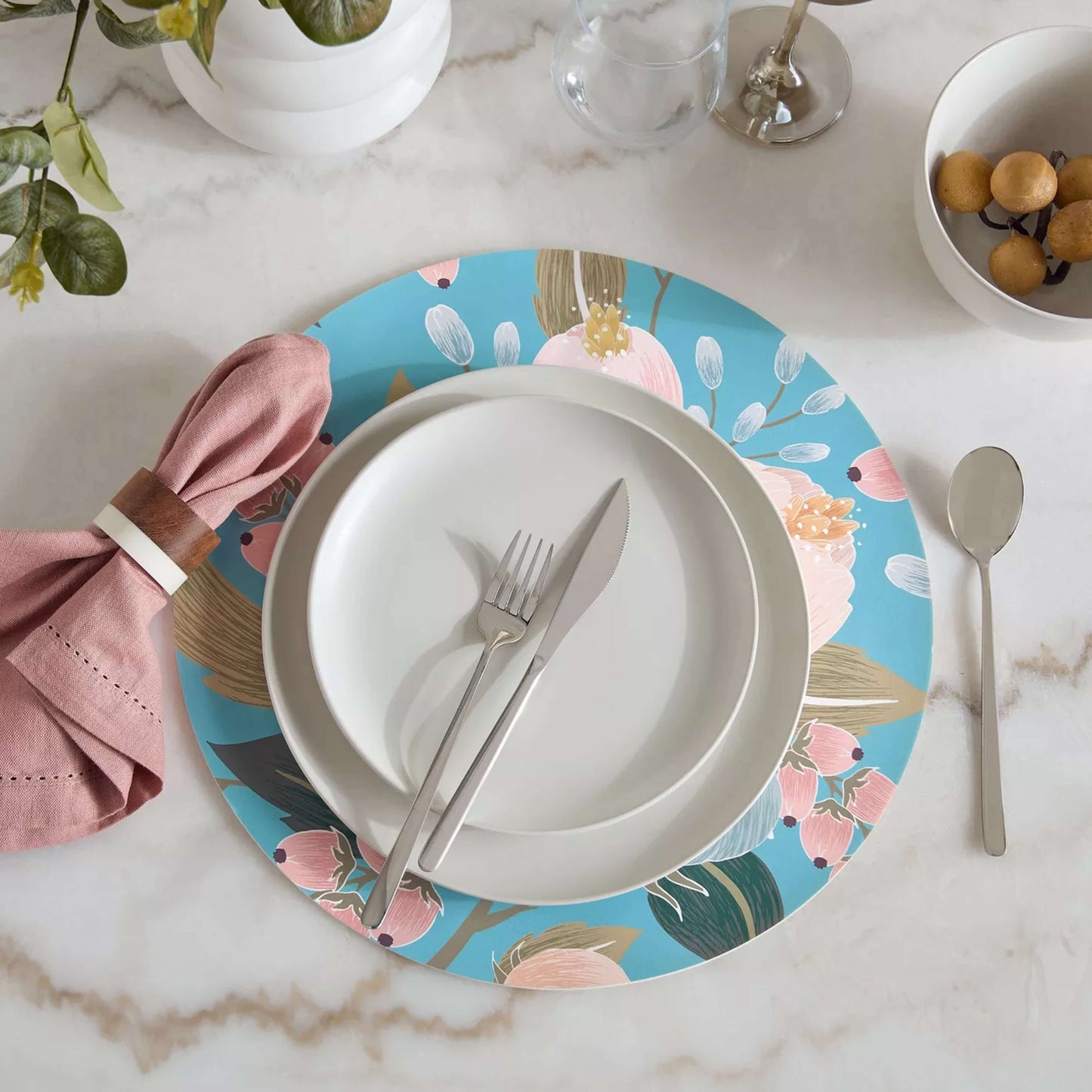 Vibrant Floral Round Placemat (Set of 2)