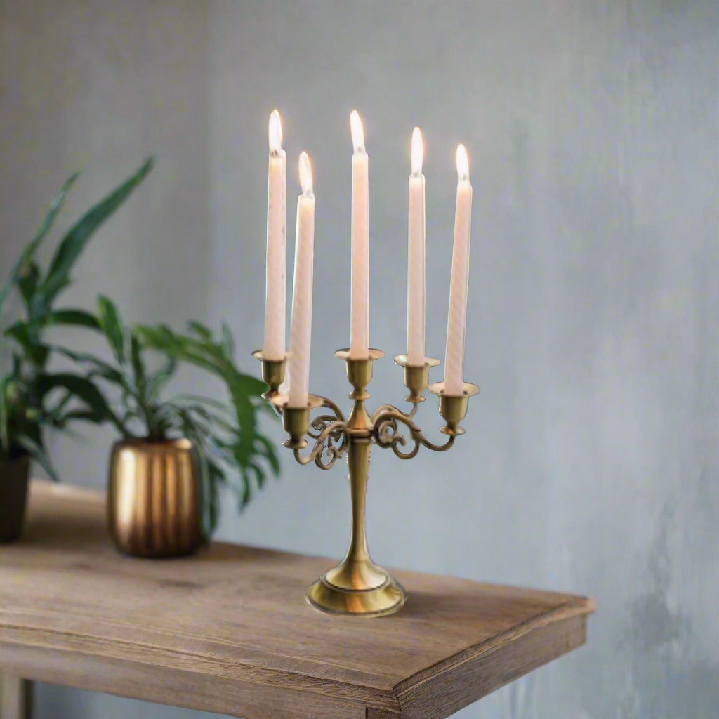 Vintage Grandeur: Antique Bronze Five-Arm Candelabra