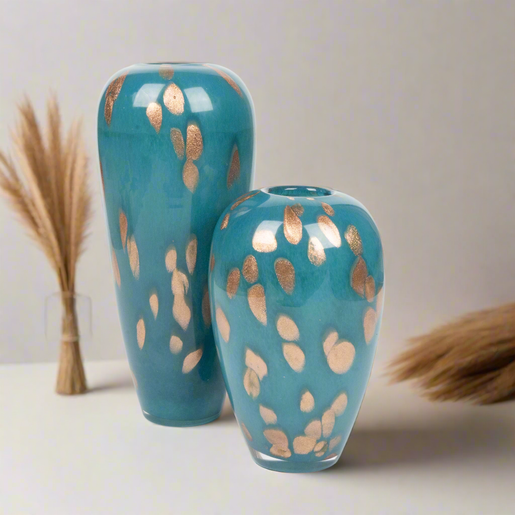 Copper Confetti Hand-Blown Glass Vase