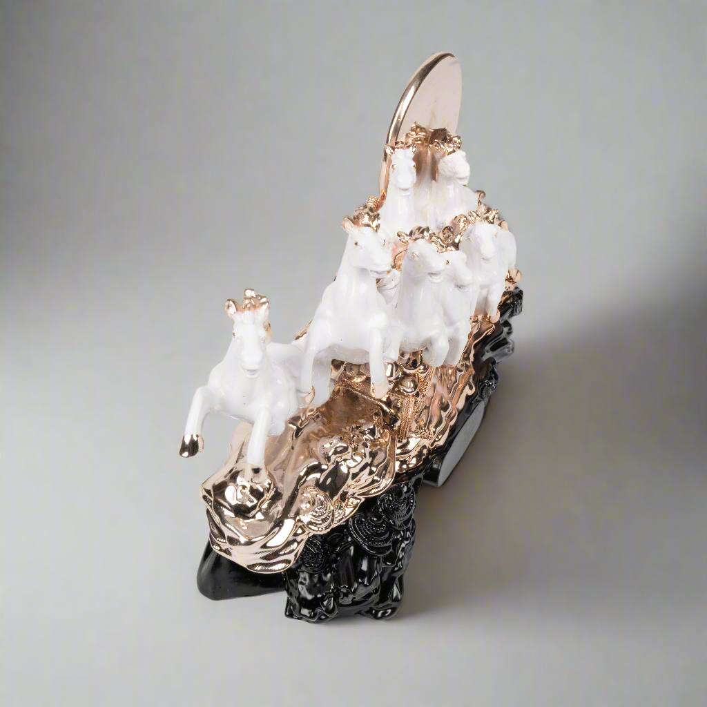 Rose Gold Seven Galloping Horses Statue