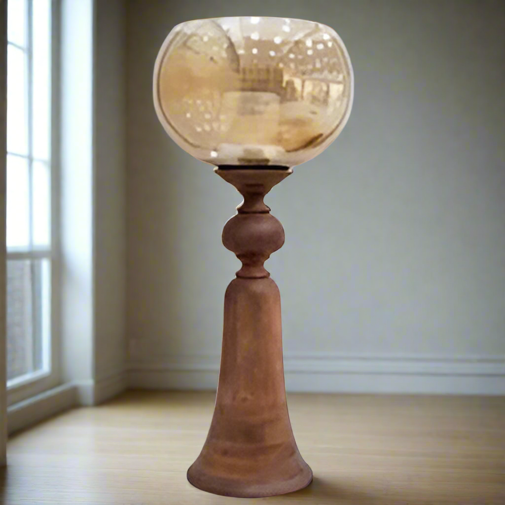 Ethereal Glow: Harp & Finial Puri Candle Holder (Medium)