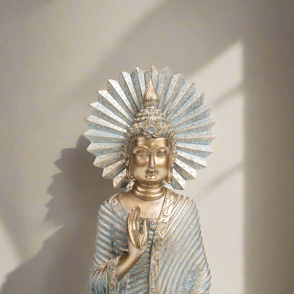 Serene Seated Buddha Statue with Aureole