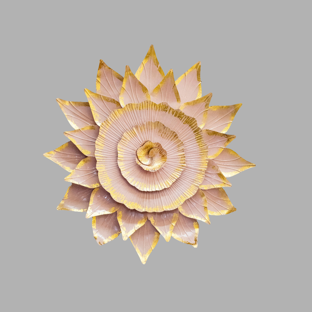 Elegant Pink & Gold Layered Floral Wall Art | 3D Metal Flower Decor
