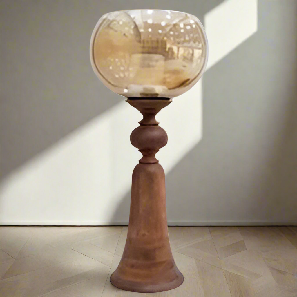 Ethereal Glow: Harp & Finial Puri Candle Holder (Large)