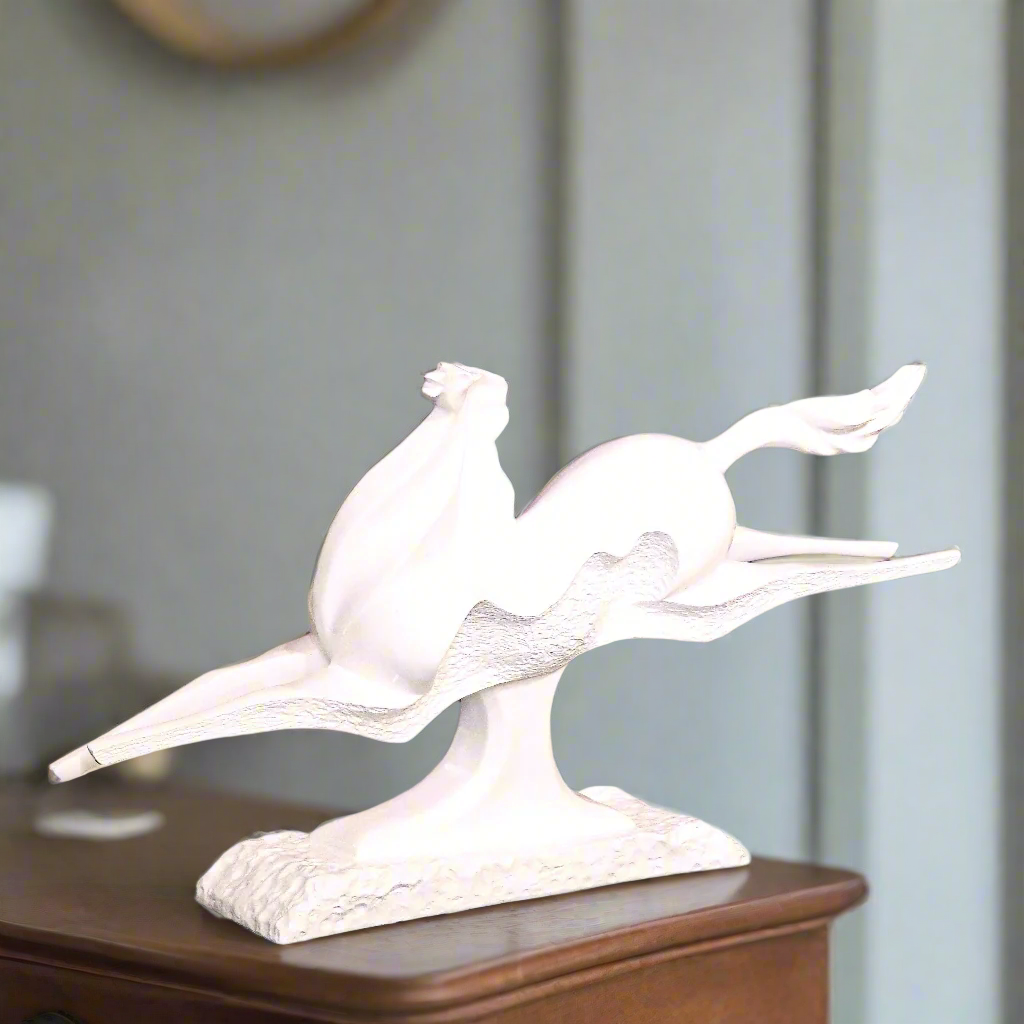 Galloping Grace: Abstract White Equestrian Sculpture