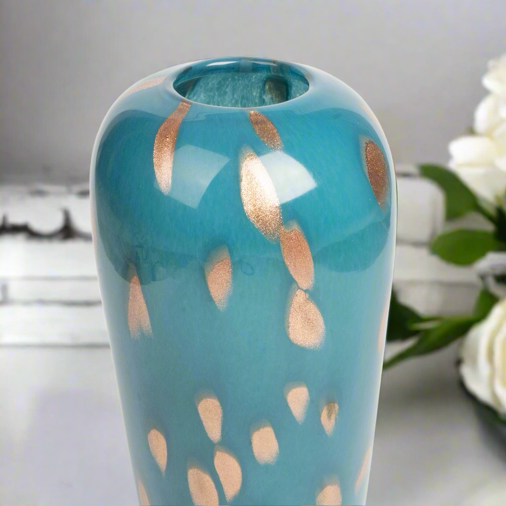 Copper Confetti Hand-Blown Glass Vase