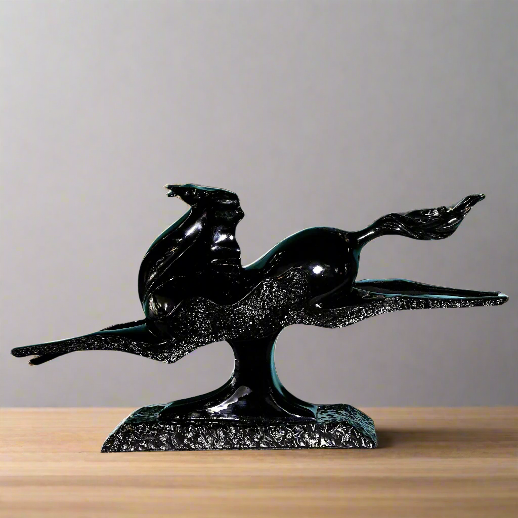 Midnight Gallop: Abstract Black Equestrian Sculpture